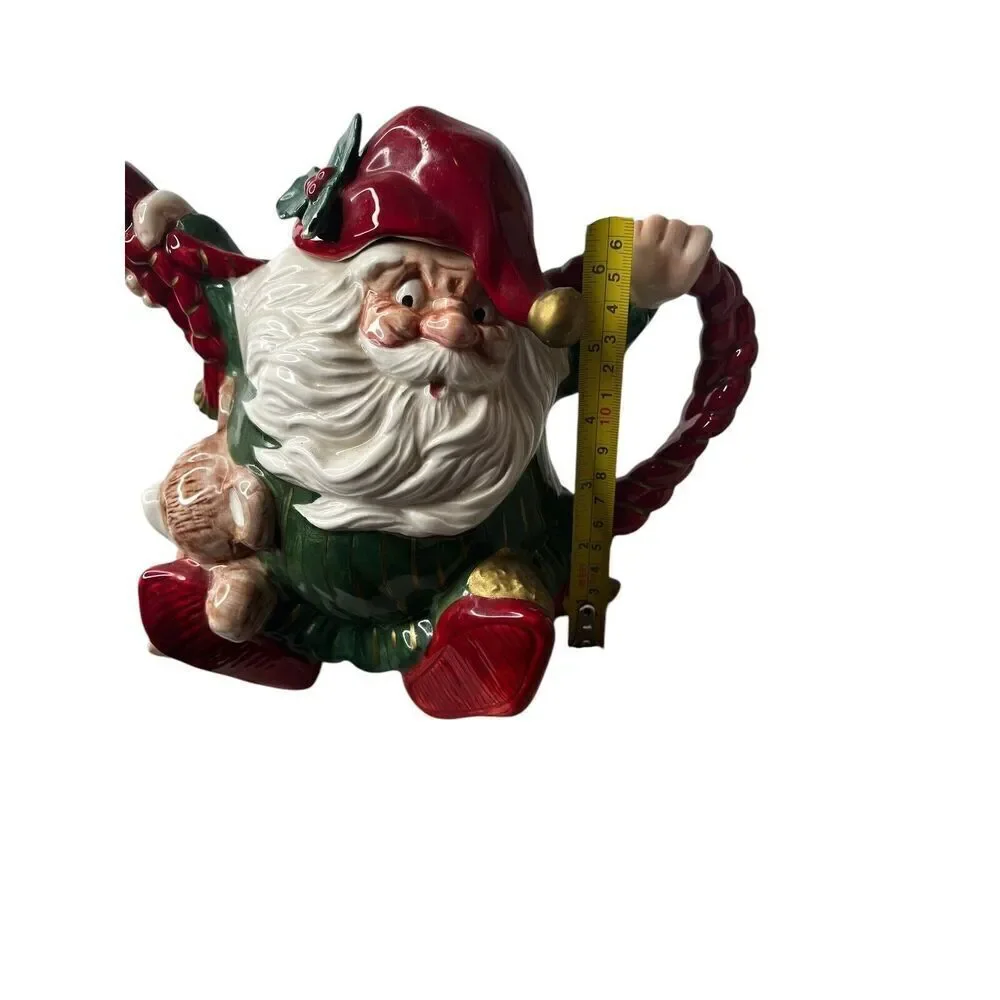 Vtg Fitz and Floyd Old World Christmas Santa Elf Teapot 1989 40 Oz Tea Pot